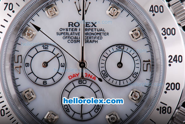 Rolex Daytona Chronometer Automatic with White Dial-Diamond Marking and White Bezel - Click Image to Close